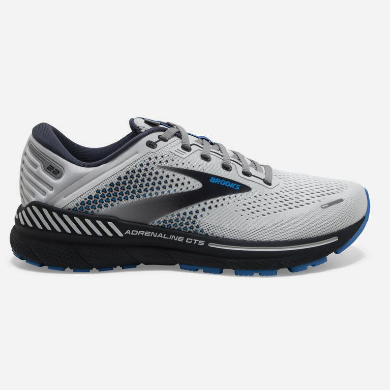 Brooks Adrenaline Gts 22 Men's Supportive Road Running Shoes UK Outlet - Oyster/India Ink/Blue (LRJK